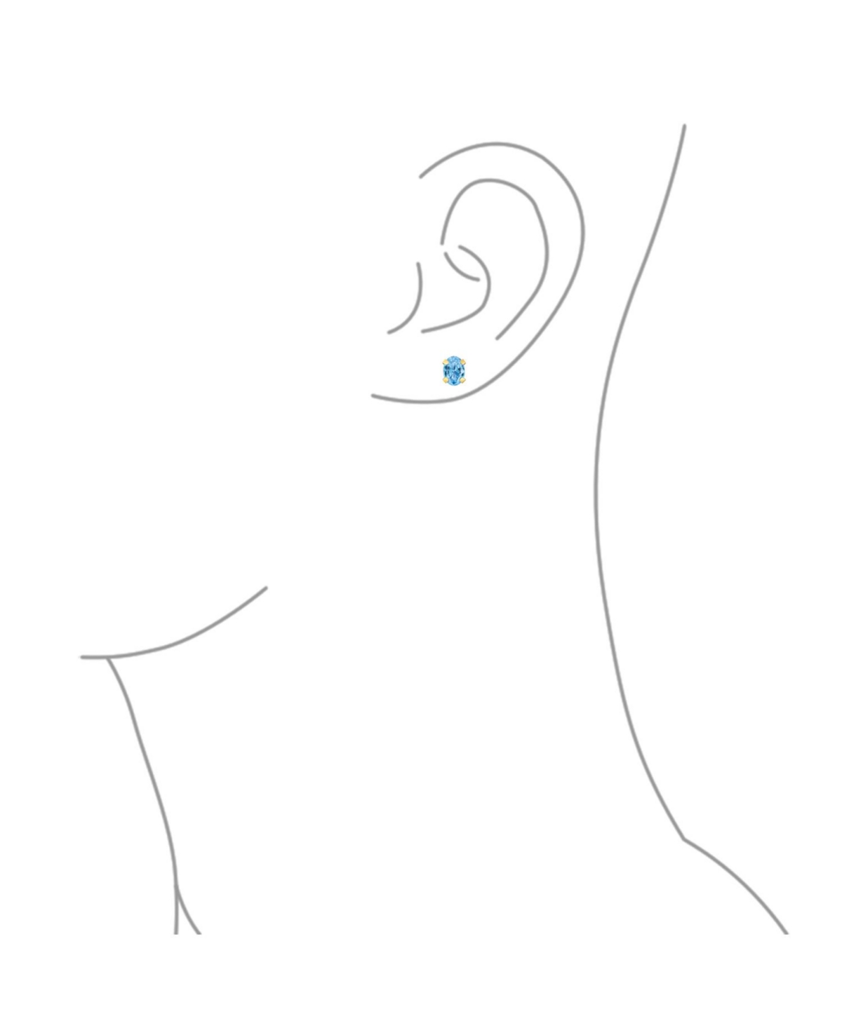 Bling Jewelry 1.6Ct Oval Shaped SwissNatural Topaz Stud Earrings For Women 14K Yellow Gold - Blue