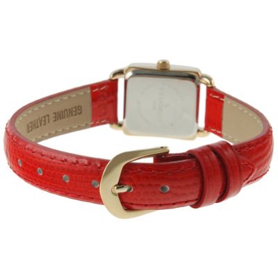 Women's 20mm Square Watch with Glossy Red Leather Strap