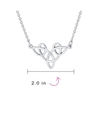 Good Luck Friendship Heart Trinity Irish Love Knot Triquetra Infinity Statement Celtic Necklace Collar Pendant Sterling Silver Medium
