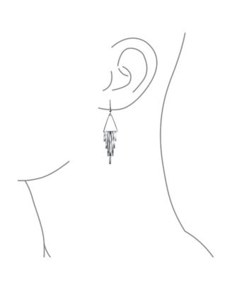 Geometric Art Deco Style Long Bars Dangle Statement Earrings Crystal Accent Stainless Steel