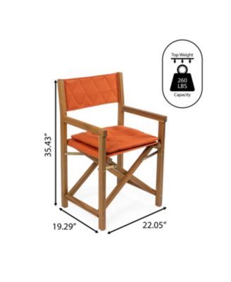 Waldo Classic Mid-Century Outdoor Acacia Wood Foldable Diamond-Quilted Back Director Chair with Cushion