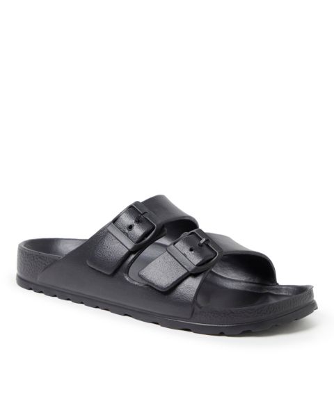 Женские сандалии Dearfoams EcoCozy Sustainable Double Buckle, цвет: Чёрный