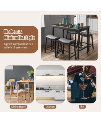 5-Piece Dining Set with 4 Upholstered Stools