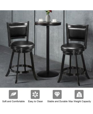 2 Pieces 24 Inch Swivel Counter Stool Dining Chair Upholstered Seat