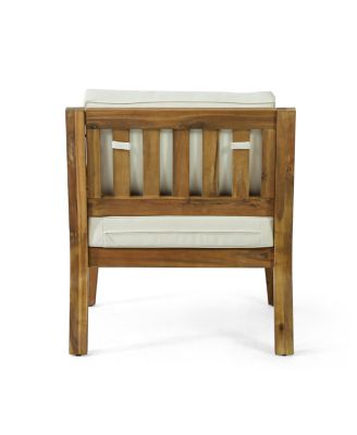 Streamdale Outdoor Acacia Club Chairs with Beige Cushions