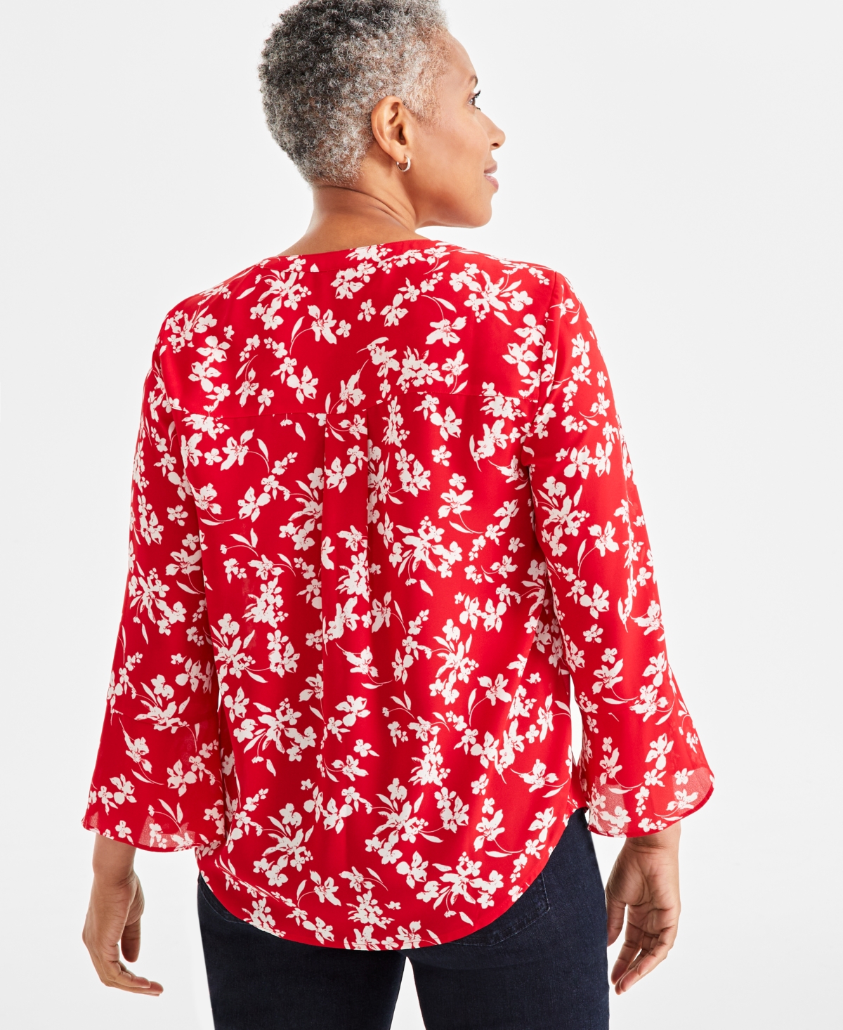 Style & Co Petite Pattern Pintucked Top, Created for Macy's