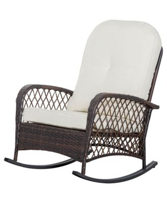Wide-Seat Patio Rocker with Soft Cushion