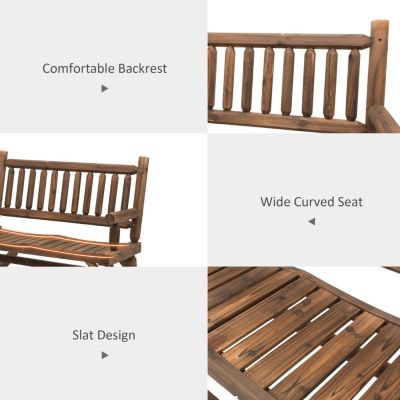 Walnut Log Rocking Loveseat for Outdoor Living