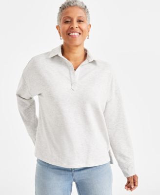 Style & Co - Women's Solid Fleece Johnny-Collar Sweatshirt