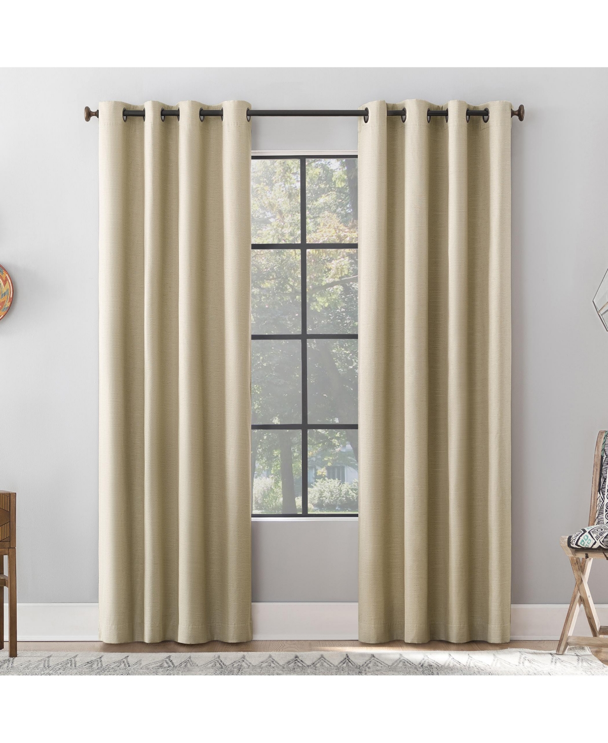 Archaeo Textured Linen Blend Total Blackout Grommet Top Curtain