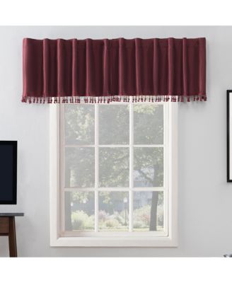 Evelina Faux Dupioni Silk Beaded Tassels Thermal Extreme 100% Blackout Back Tab Curtain Valance