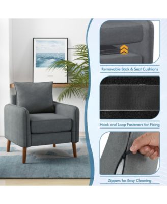 Single Piece Fabric Upholstered Sofa Chair with Removable Back and Seat Cushions