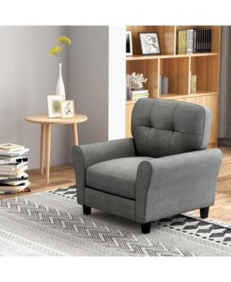 Modern Upholstered Accent Chair with Rubber Wood Legs