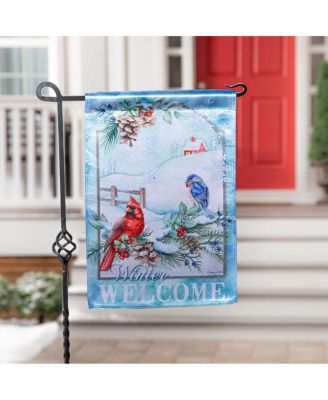 Garden Flag Snow Country Birds Lustre Double Sided Indoor Outdoor Decor 18" x 12.5"