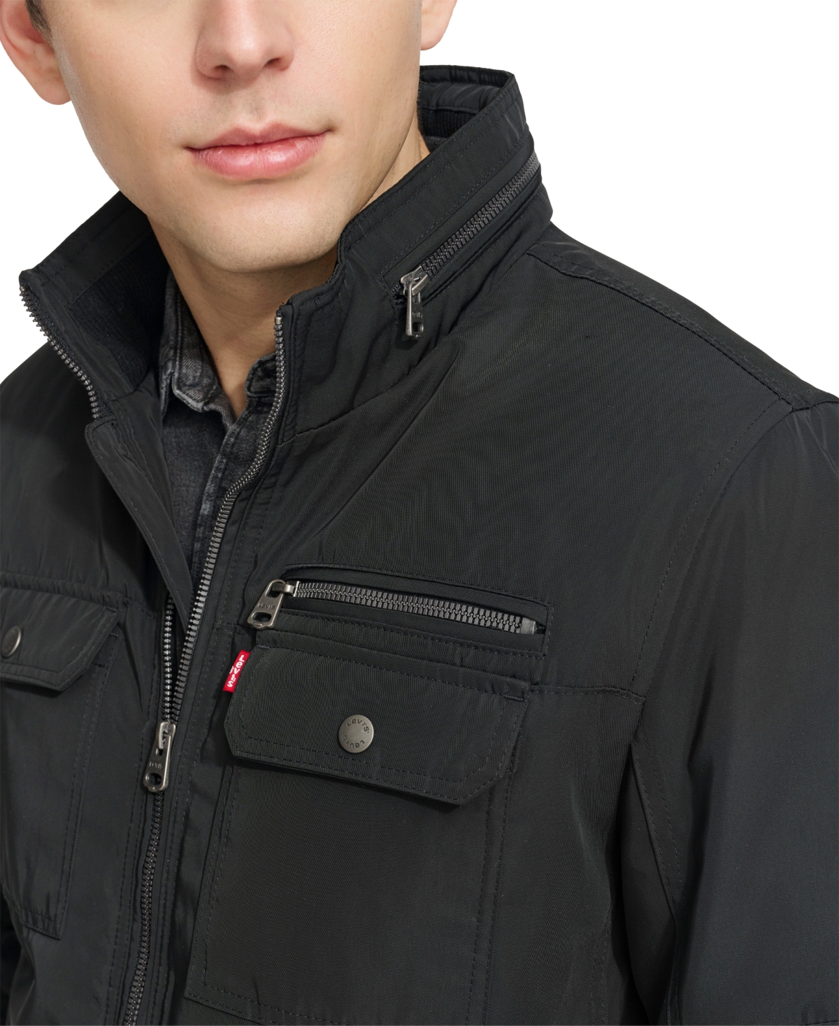 Levi's Men's Twill Stand-collar Jacket In Black