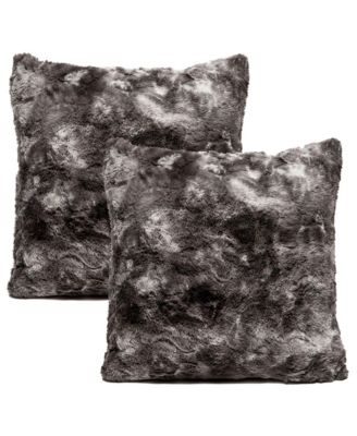 Premium Throw Blanket & Pillow Cover - Long Faux Fur Fuzzy Sherpa Throw (50" x 65”) & 2 Pillow Covers (18" x 18”) - 3-Piece Set, Pink