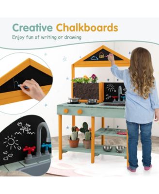 Kids Kitchen Playset with Root Viewer Planter and Rotatable Faucet