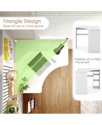 L-Shaped Computer Desk with Storage Shelves Adjustable Shelf for Home Office