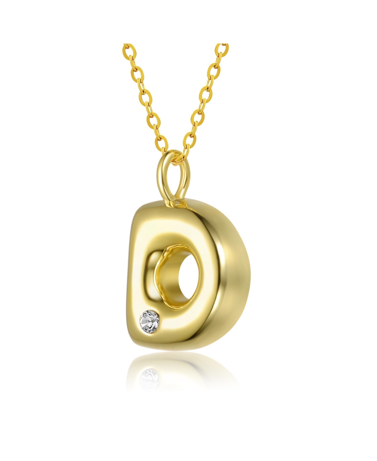 GiGiGirl 14k Gold Plated Cubic Zirconia Initial Pendant Bubble Letter Necklace - Gold 713