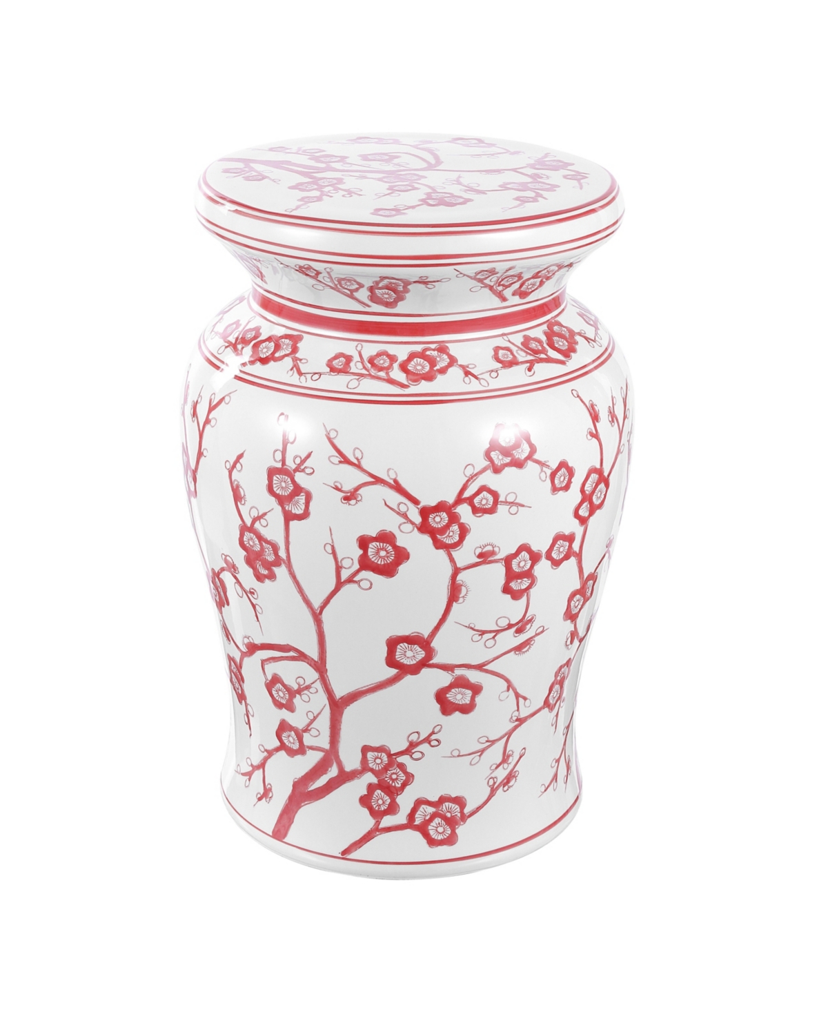 Cherry Ceramic Garden Stool - White/red