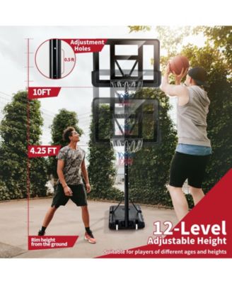 Adjustable Portable Basketball Hoop Stand with Shatterproof Backboard Wheels
