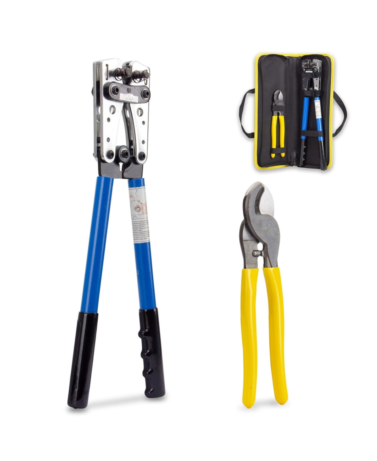Kotto Battery Cable Lug Crimper & Cutter Tool with Bag - yellow, black