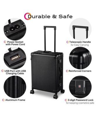 Rolling Makeup Case 24 Inch LED Lighted Mirror Cosmetic Travel Trolley