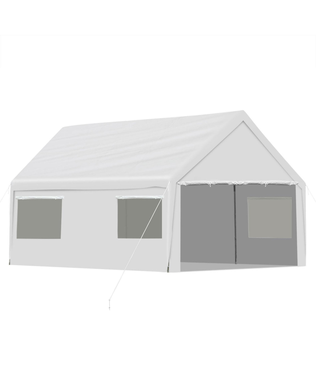  Aoodor 20 x 12 Ft. Vehicle Carport Canopy Portable Garage Party Canopy Tent Boat Shelter, Heavy Duty Metal Frame with Removable Rool-up