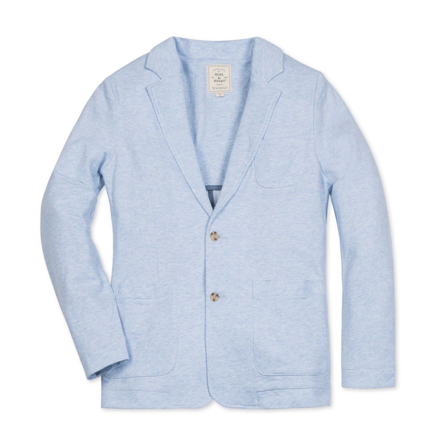Мужской пиджак Hope & Henry French Terry Blazer, цвет: Светлый синий меланжевый — фото 13