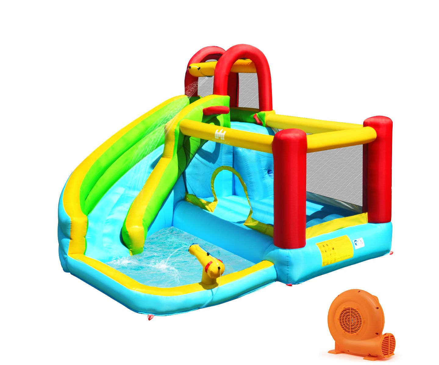 Детские игрушки Costway Inflatable Kids Water Slide Jumper Bounce House with Pool, 11' x 10' x 8', Accommodates 3 Children, от 3 лет, цвет: Синий — фото 1