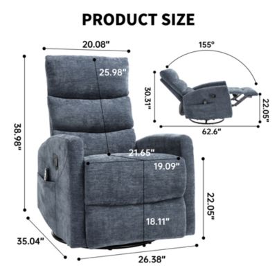 Massage Recliner - 360° Swivel & Heat Rocking Chair