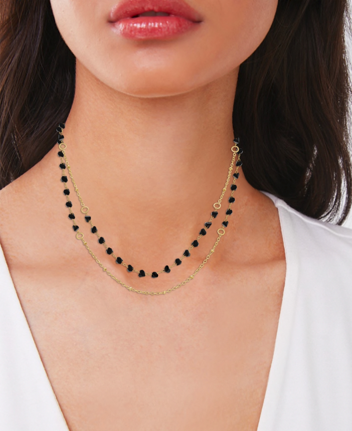 Macy's Black Crystal Layered Necklace