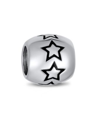 Word Best Friend Star BFF Charm Barrel Bead Oxidized Sterling Silver Fits European Bracelet
