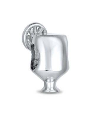 Tropical Cocktail Drink Umbrella Margarita Pina Colada Glass Goblet Vacation Charm Bead Sterling Silver Fits European Bracelet