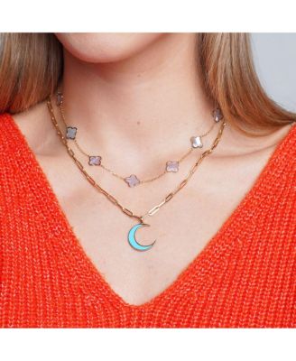 Turquoise Crescent Moon Charm 14K Gold 22 millimeters