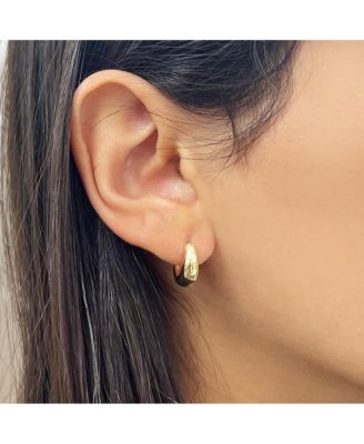 Mini Saddle Huggie Hoop Earrings 14K Gold