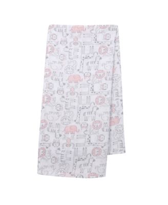 Lambs  Ivy 5 Piece Pink/Gray Plush Infant/Newborn Baby Gift Bag w/ Swaddle