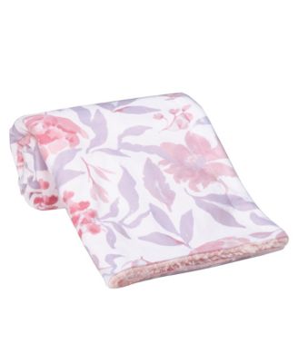 Lavender Floral Pink/Purple Soft Fleece Baby Blanket
