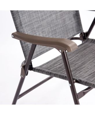 Set of 2 Patio Folding Sling Back Chairs Camping Deck Garden Beach