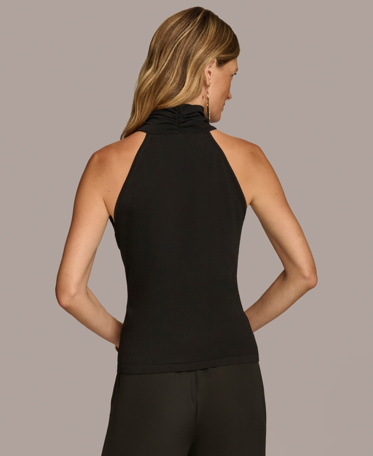 Donna Karan New York Women's Mock-Neck Sleeveless Top -Metallic