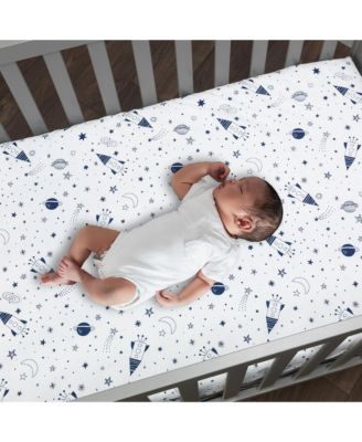 Sky Rocket 5-Piece Blue Galaxy/Space Nursery Baby Crib Bedding Set