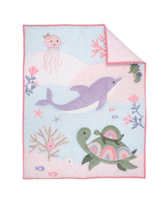 Sea Dreams 3-Piece Dolphin/Turtle Nautical Baby Crib Bedding Set