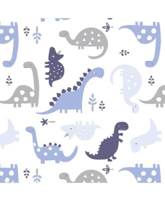 Roar Blue/Gray/White Dinosaur Baby Fitted Crib Sheet