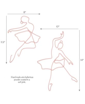 Ballerina Baby 2-Piece Pink Ballet Dancers Wire Wall Decor