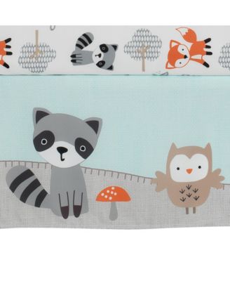 Woodland Friends Animals Mint/Gray 5-Piece Crib Bedding Set