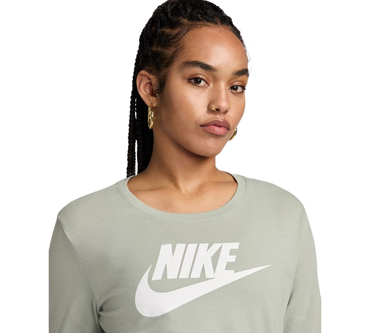 Nike Women's Sportswear Essentials Long-Sleeve Logo T-Shirt -whi
