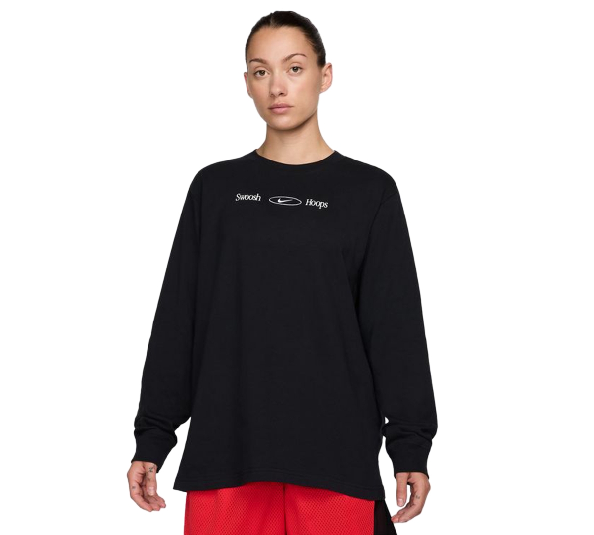 Nike Women's Cotton Graphic Crewneck Long-sleeve T-shirt In Black