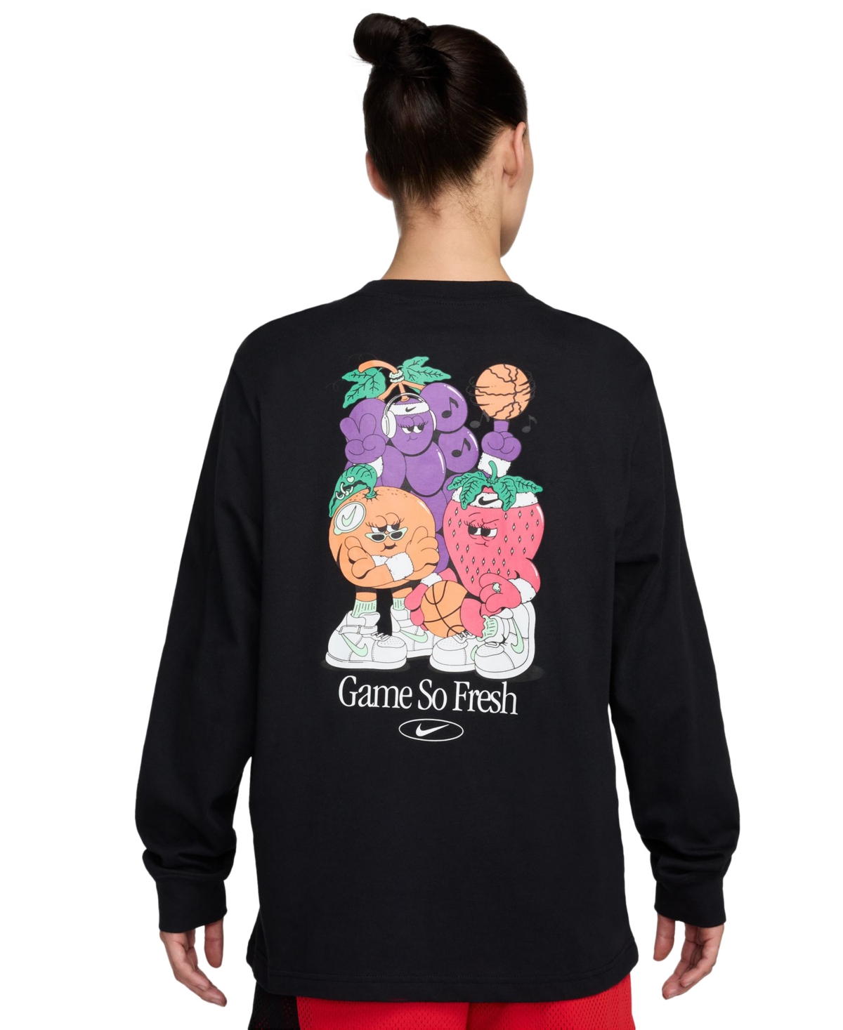 Nike Women's Cotton Graphic Crewneck Long-sleeve T-shirt In Black