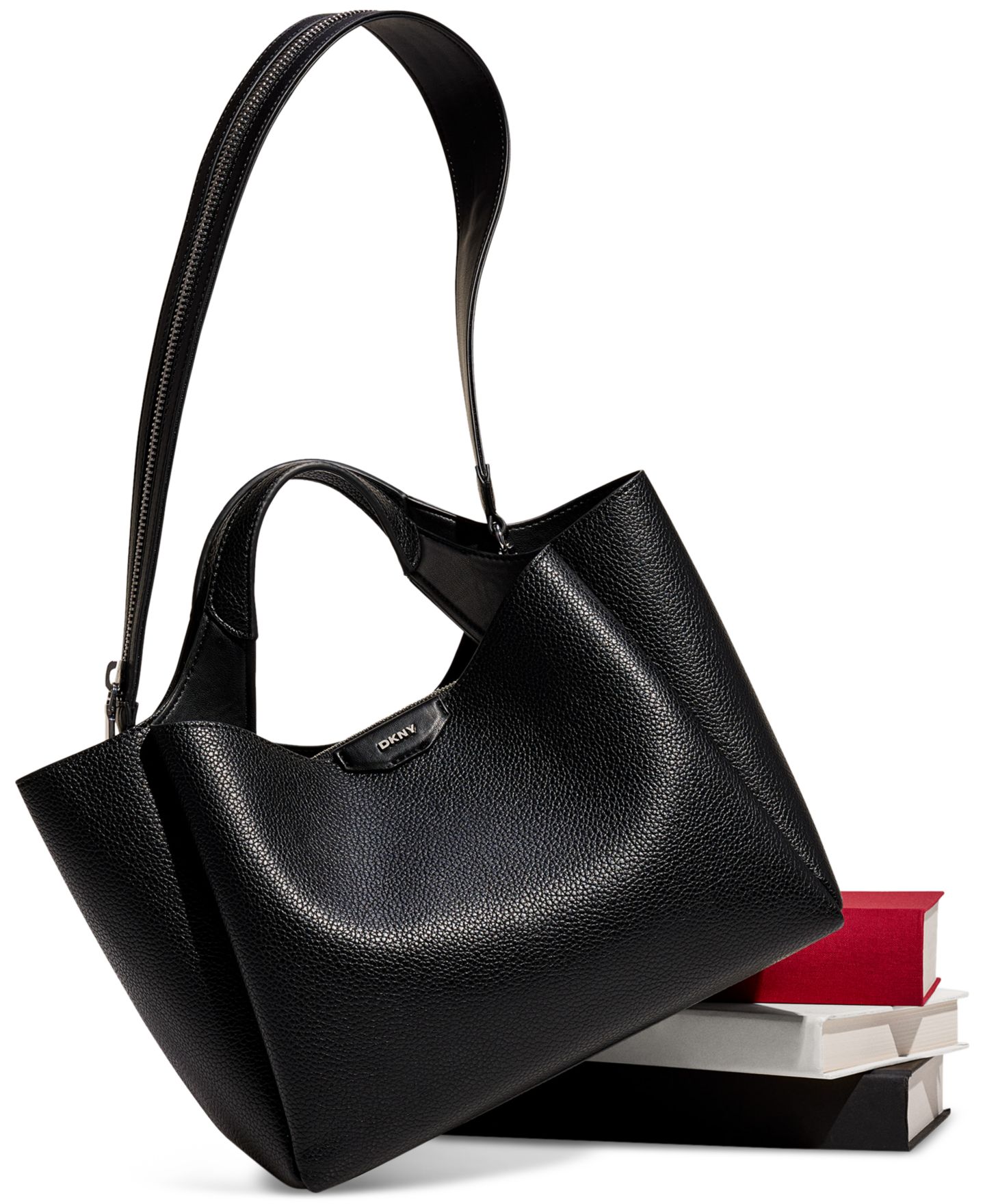 Женская сумка DKNY Willa Top Handle Satchel, цвет: Чёрный / Серебряный — фото 6