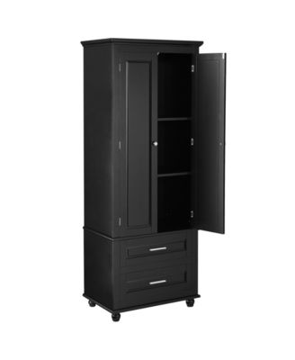 Tall Storage Cabinet with Two Drawers for Bathroom/Office, Black